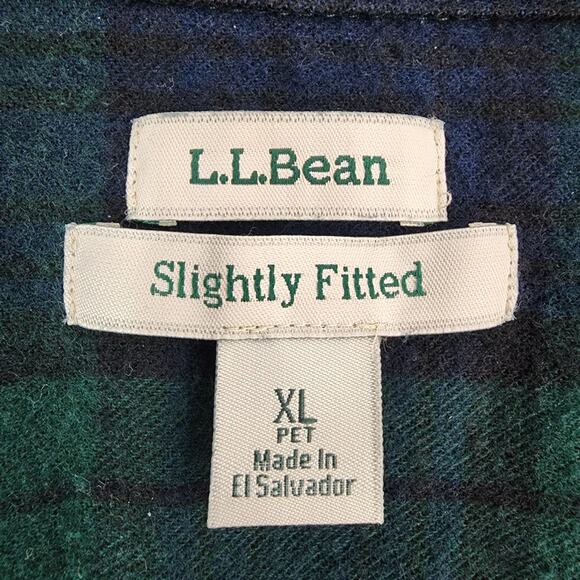 LL Bean Womens Flannel Shirt XL Petite Blue Green Button Plaid Fitted Outdoor - Picture 7 of 9